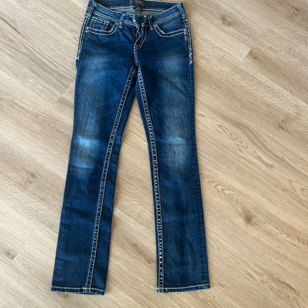 Silver Aiko Baby Boot Jeans White Stitch Size 27x33